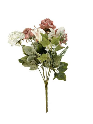 Bukiet mieszany róża lilia E663 (39 cm) #4 Kremowy/róż