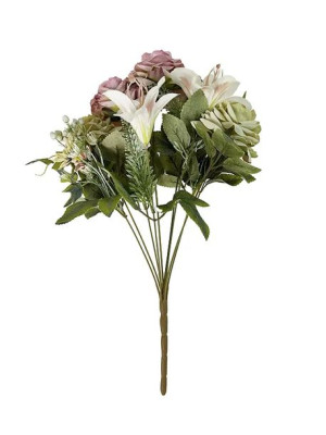 Bukiet mieszany róża lilia E663 (39 cm) #6 Jasny róż