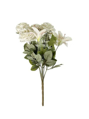 Bukiet mieszany róża lilia E663 (39 cm) Kremowy #3