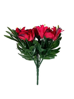 Bukiet mieszany Róża Lilia 7 kolorów L372 (35 cm) #7 Czerwony