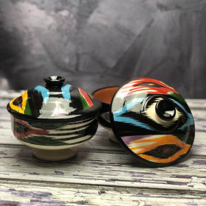 Cukiernica ceramiczna ręcznie zdobiona „Kocie oko” średnica 11,5cm