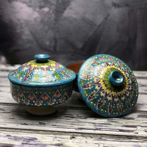 Cukiernica ceramiczna ręcznie wykonana „Kwitnąca polana” średnica 11,5cm