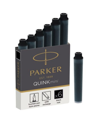 Naboje atramentowe czarne mini 6szt. Parker