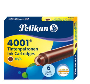 Naboje atramentowe Pelikan 4001 brązowe krótkie (6szt)