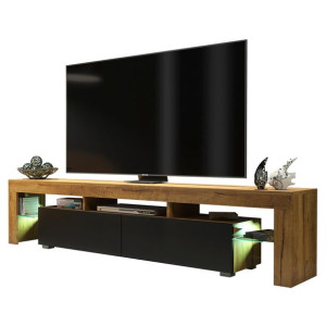 Szafka Rtv Stolik Tv 200 Cm Komoda Loft Retro Dąb/czarny Mat E036