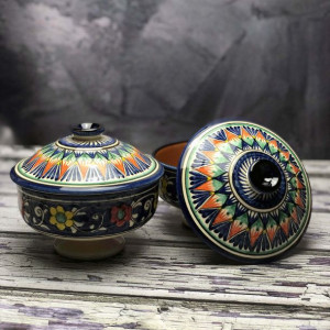 Cukiernica ceramiczna ręcznie wykonana „Klementynka w borówkach” - 11,5cm
