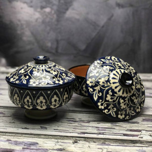 Cukiernica ceramiczna ręcznie wykonana „Atramentowe serce 3”-11,5cm