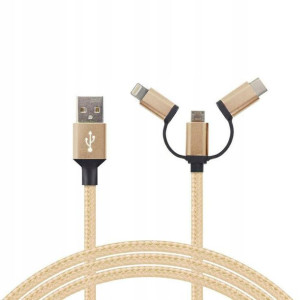 Kabel USB MULTI 3w1 (USB C, micro USB 120cm 3.1A U