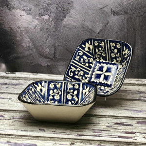 Salaterka ceramiczna ręcznie zdobiona „Atramentowe serce 1” szerokość 14cm