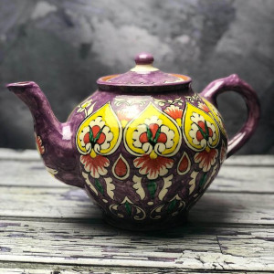 Duży czajnik ceramiczny ręcznie wykonany „Czerwień w purpurze”-1600ml