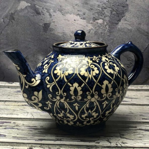 Duży czajnik ceramiczny ręcznie wykonany „Atramentowe serce 3”-1600ml