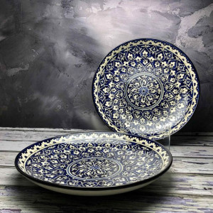 Duży talerz ceramiczny Lagan, ręcznie zdobiony „Atramentowe serce 3”- 32cm