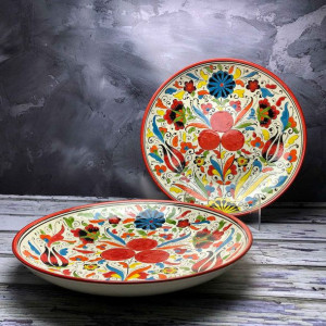 Duży talerz ceramiczny Lagan, ręcznie malowany „Owocowa energia” - 32cm