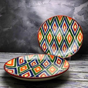 Duży talerz ceramiczny Lagan, ręcznie zdobiony „Na rozstaju dróg” - 32cm