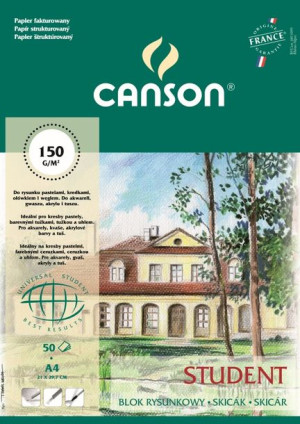 Blok rysunkowy A4 Canson Student fakturowany 150g