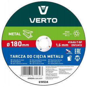 Tarcza tnąca do metalu 180 x 1.6 x 22.2 mm 61H534