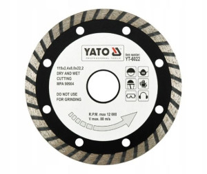 Tarcza Diamentowa 115mm 22,2 Turbo Yt-6022 Yato