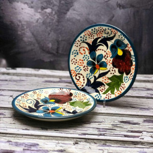 Mały talerz ceramiczny ręcznie zdobiony „Polna łąka 2” o średnicy 15cm