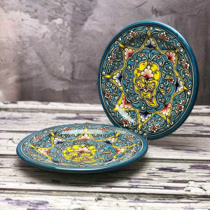 Średni talerz ceramiczny ręcznie zdobiony „Ciepło pustyni” - 17,5cm