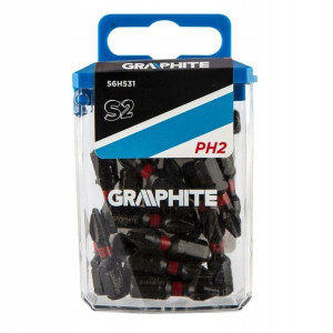 Bity udarowe PH2 x 25 mm, 20 szt. GRAPHITE 56H531