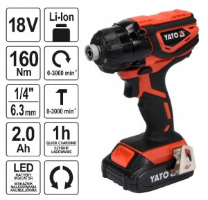 Yt-82800 Zakrętarka Udarowa 18 V Zestaw Yato 2 Ah