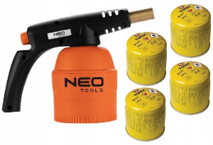 Lampa lutownicza gazowa NEO TOOLS + 4 NABOJE 190G