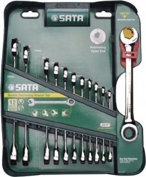 Sata Zestaw 12 Kluczy Z Podwójną Grzechotką S09066