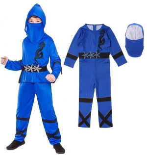 Strój Przebranie Wojownik Ninja Niebieski 128-134