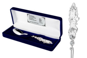 Łyzeczka srebrna cyrkonie SWAROVSKI elements + etui + grawer gratis