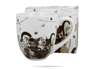 Porcelanowy Kubek Kubas XXL 1 L Koty Rodzina DUO