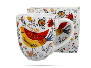 Porcelanowy Kubek Kubas XXL 1 L Kolorowy ptak DUO