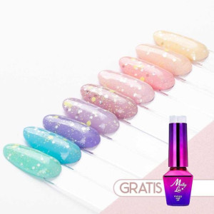 Zestaw 9 lakierów hybrydowych Pastels by Molly Lac 5 ml i Top Confetti 5 ml