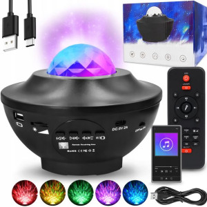 Projektor Gwiazd Lampka Nocna Kolory Led Pilot Usb