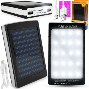 Mocny Powerbank Solarny 20000mah 2xusb Latarka Pro