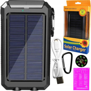 Najnowszy Powerbank Solarny 20000mah 2xusb Latarka