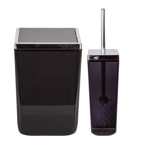 Zestaw WC Kosz + Szczotka toaletowa Toskana Silver czarny