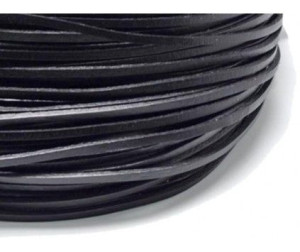 RZEMIEŃ Skórzany RZEMYK skóra Czarny 3x2mm 1m