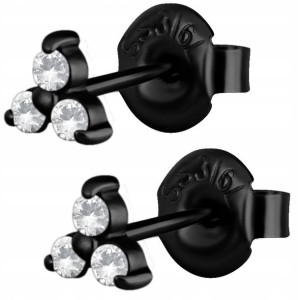SS316L BK kolczyki do uszu trinity 5mm cyrkonie WH
