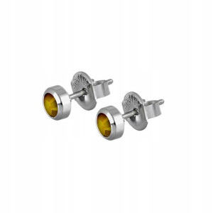 SS316L kolczyki dysk płaski kryształkiem METSH 6mm