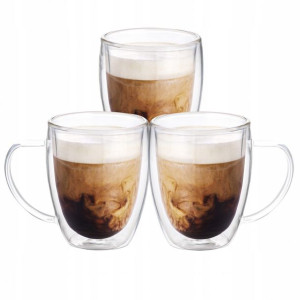 WESSPER CrystaLatte-SZKLANKI Z UCHEM DO LATTE 3x