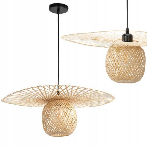 Lampa Wisząca Naturalna Okrągła Bambusowa Pleciona