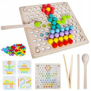 Drewniana Układanka Kulki Koraliki Puzzle Mozaika
