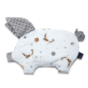 La Millou Poduszka Sleepy Pig Minky FLY ME TO THE MOON PURE GREY