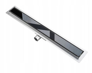 Odpływ Liniowy Odwodnienie Slim Czarny Szkło 70 Cm