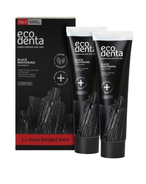 Ecodenta  czarna pasta do zębów wybielająca z węglem 2x100ml