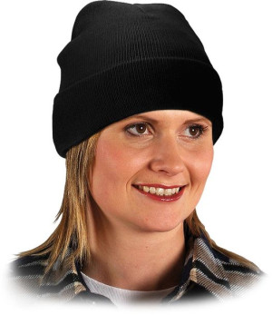 Czapka Czapeczka Zimowa Ocieplana Gruba Czarna