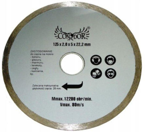 Tarcza Diamentowa Do Cięcia Na Mokro Pełna 125 Mm