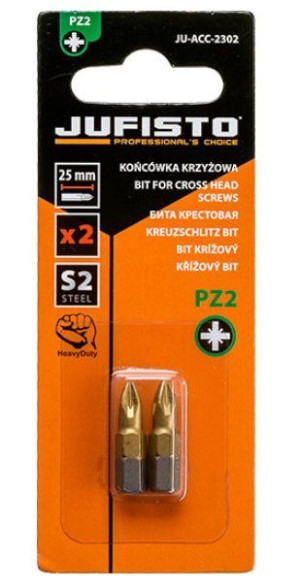Końcówki Krzyżowe Pz2 X 25mm 2szt Bit Bity Komplet