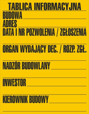 Tablica Informacyjna Budowlana Duża 70x90 Cm
