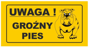 Tablica Tabliczka Znak Pcv Uwaga Groźny Pies 12x22